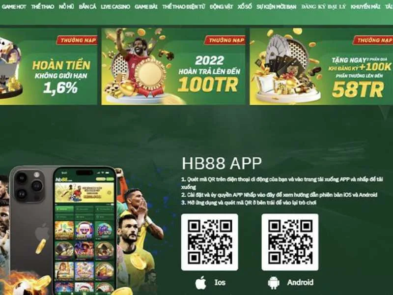 Tải app hb88 ngay để trải nghiệm 1 thế giới casino ngay tại nhà